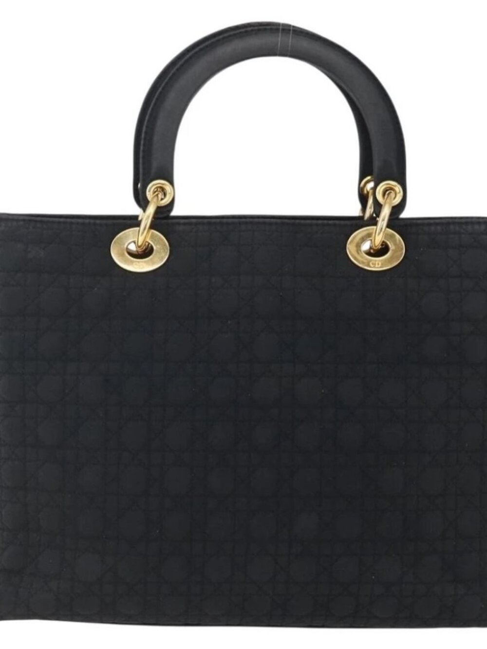 Christian Dior Canage Hand Bag Nylon Black Gold Auth - Picture 2 of 15